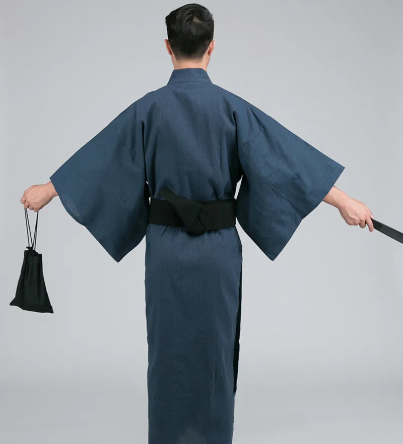 Традиционное японское кимоно мужской хлопковый Халат Yukata банный халат с поясом