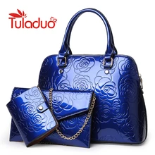Haute Qualité En Cuir Verni Femmes Sacs À Main De Luxe Floral 3 Ensembles Dames Composite Sac De Mode Shell Sacs Pour Femmes Sacs à Bandoulière