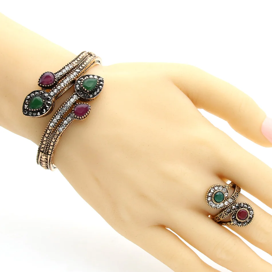 Turkish Resin Bangle Ring Jewelry Sets