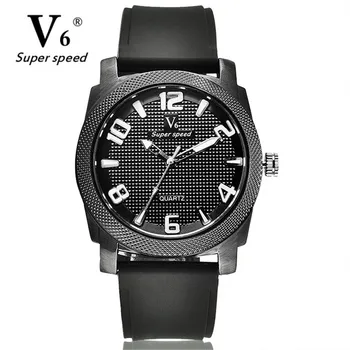 

Brand V6 Watch Luxury Casual Men Quartz Watches Analog Military Sports Clock Leather/Rubber Male Wristwatches relogio masculino