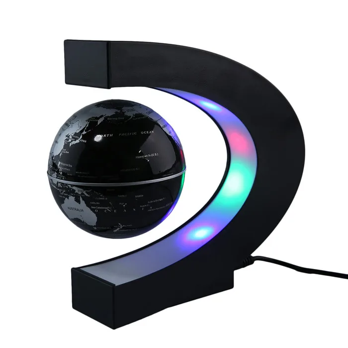 ЕС/США штекер C образные магнитные шары левитации Глобус с Карта мира дома Ornement бизнес подарки на день рождения Офис Бар украшения - Цвет: Black US Plug