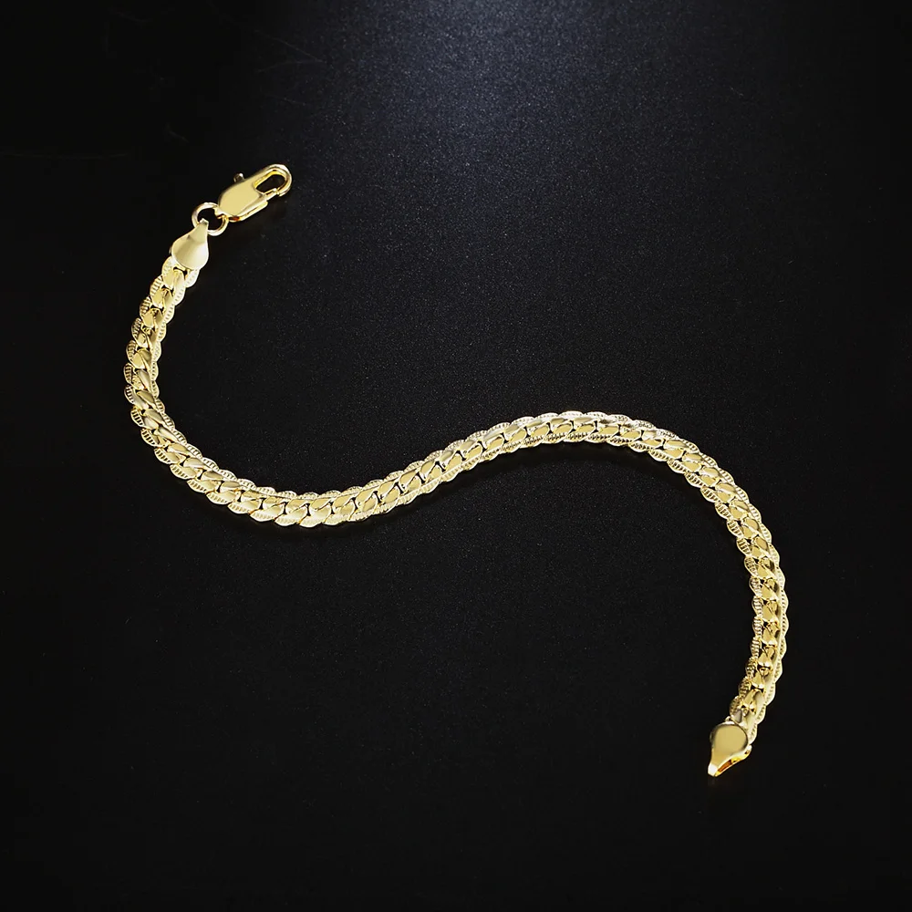 Золотой цвет серебряный цвет Изысканный милый женский мужской благородный красивый браслет Модный шарм 5 мм ювелирное изделие, цепь в виде змеи подарок на день рождения H199
