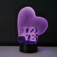 Подарки ко дню Святого Валентина 3D Визуальный светодиодный ночник любовь сердце настольная лампа изменение цвета Прикроватная Лампа Домашнее освещение Lamparas