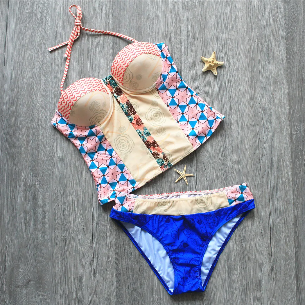 Hollowed Out Back Long Conservative Bikini Bathing Swimsuit Swimming