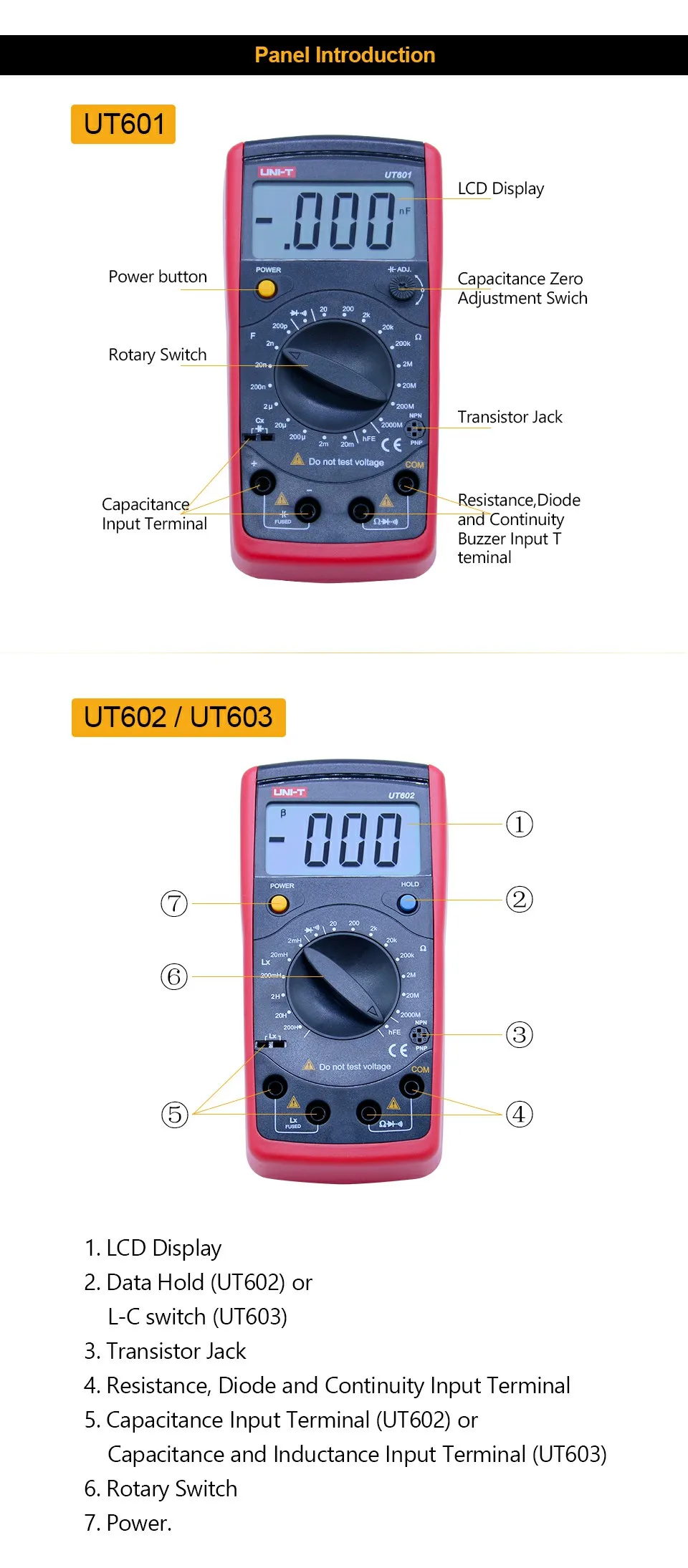 UNI-T UT603 современное сопротивление индуктивности Измеритель Емкости тест ers LCR метр конденсаторы Омметр w/hFE Тест