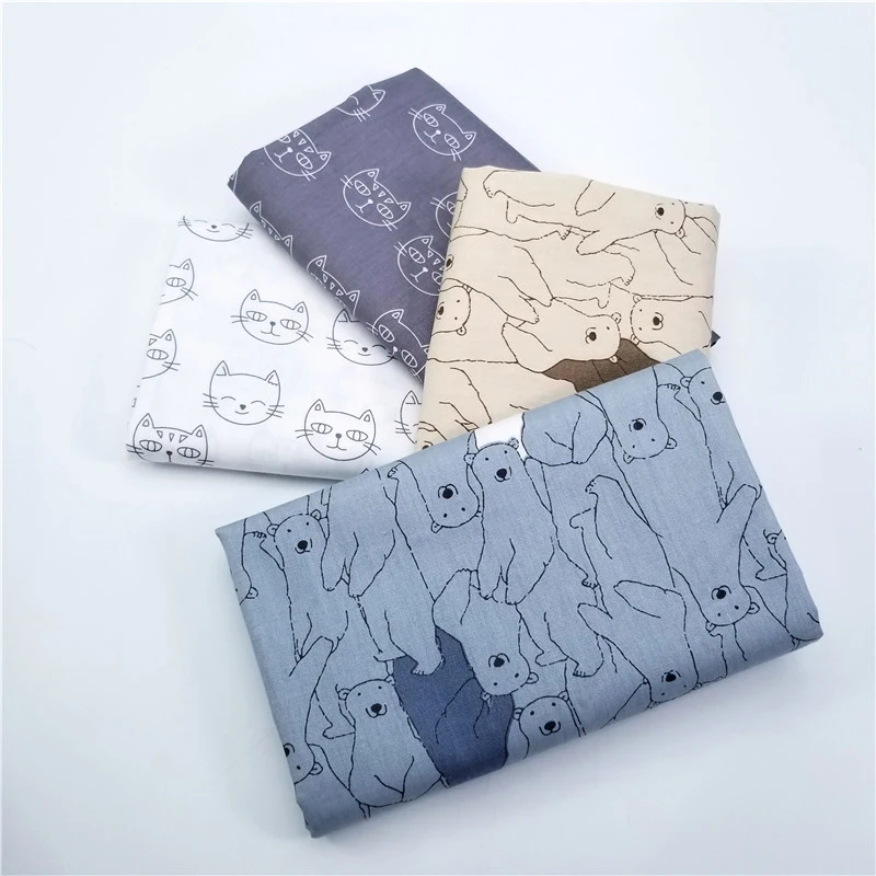 Детская хлопчатобумажная стеганая ткань для лоскутного шитья Telas Tissus постельные принадлежности текстиль Подушка детская ткань кошка Медведь с животным принтом