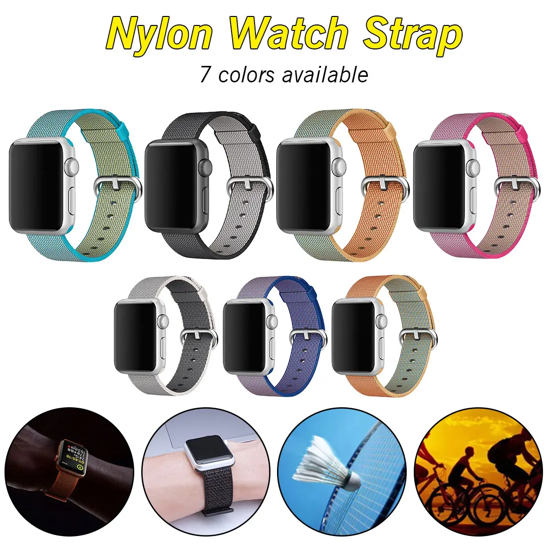 

Sports Nylon Strap for Apple Watch Band iWatch Series 1 2 3 4 Colorful 42mm Nylon Woven Replacement Straps Watch Bands 38mm