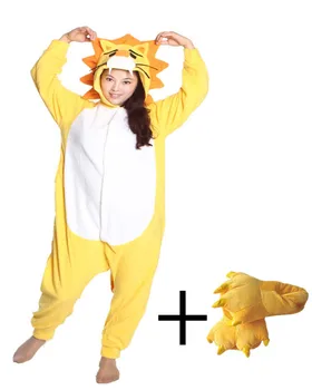 

2017 Unisex Fantastic Onesie Autumn Winter Fleece Fabric Long Sleeve Animal Pajamas Whole Yellow Lion Pijama Size S-XL Hot Sales