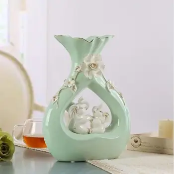 

wedding decoration figurines ceramic handicraft elephant loves fashion crafts room creative abstract flowers vase pot home decor