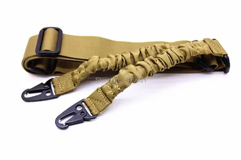 

khaki --Outdoor Hunting Tactical 2 Point Adjustable Bungee Rifle Gun Sling System Strap