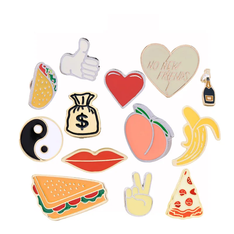 

Banana Lip Tai Chi Wallet Women Brooch Nifty Cute Enamel Brooch Pins Wholesale Fashion Clothing Accessories