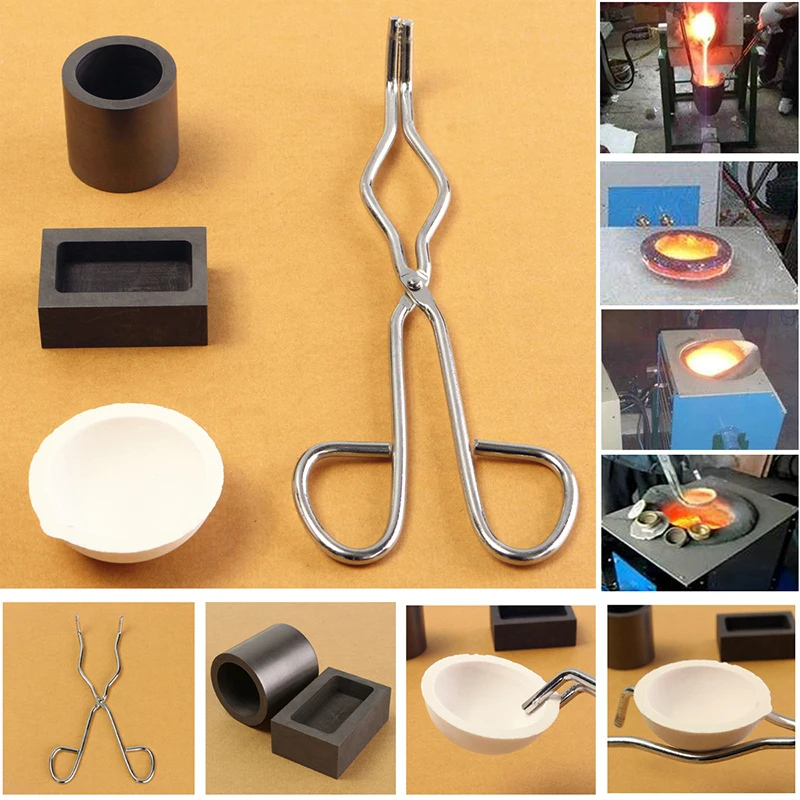4 шт. графитовый тигель щипцы для плавки металлической чаши печи DIY Литье литья плавильный инструмент