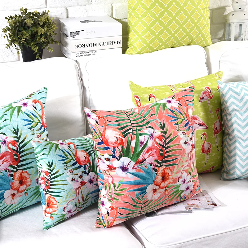 Чехол с рисунком фламинго тропических джунглей ярких цветов|velvet pillow case|cushion
