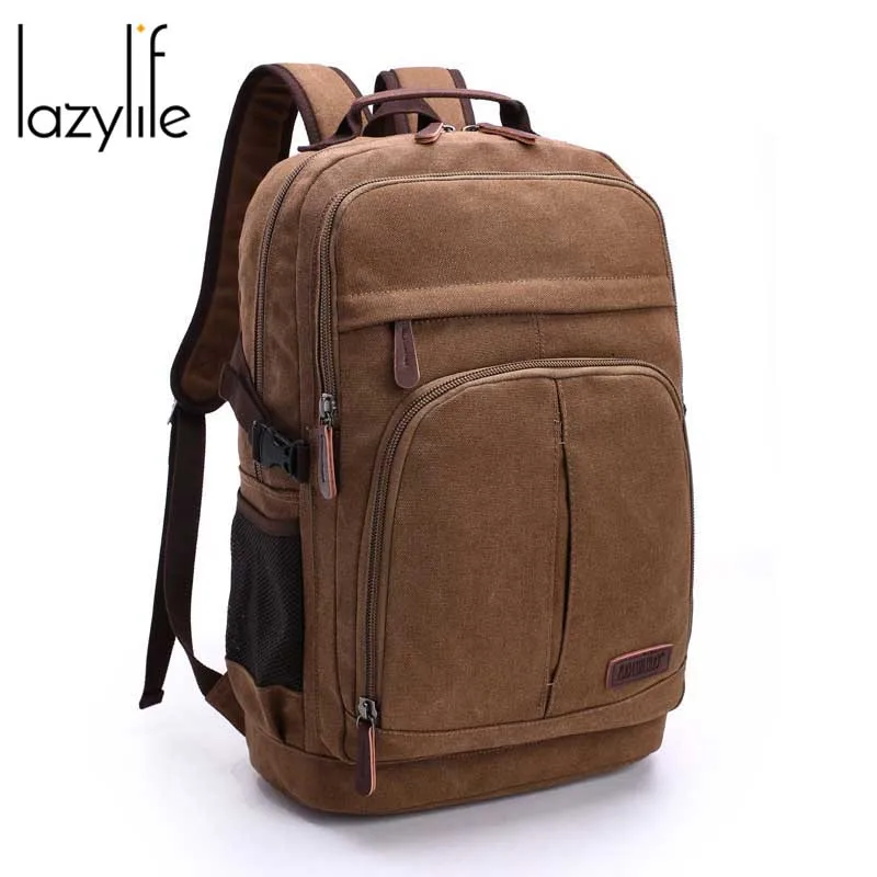 LAZYLIFE, мужской рюкзак, рюкзак, дизайнерские рюкзаки, мужские, Escolar, высокое качество, унисекс, холщовые сумки, дорожная сумка - Цвет: Coffee
