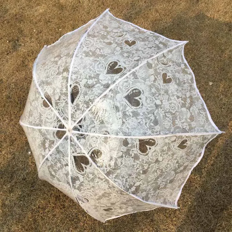 Прозрачный мини-зонтик для женщин и девочек, пластиковый прозрачный кружевной зонтик Parapluie, трехслойный зонтик Paraguas, Цветной Зонтик с 8 ребрами - Цвет: Белый