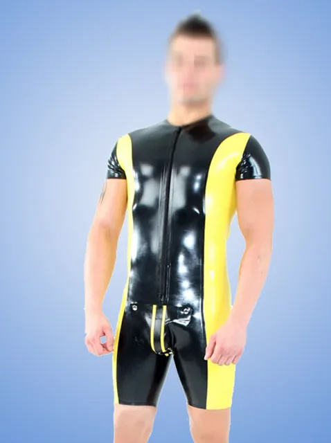 Handmade Fashion Man Latex Short Sleeves Tight Rubber Latex Catsuit ...