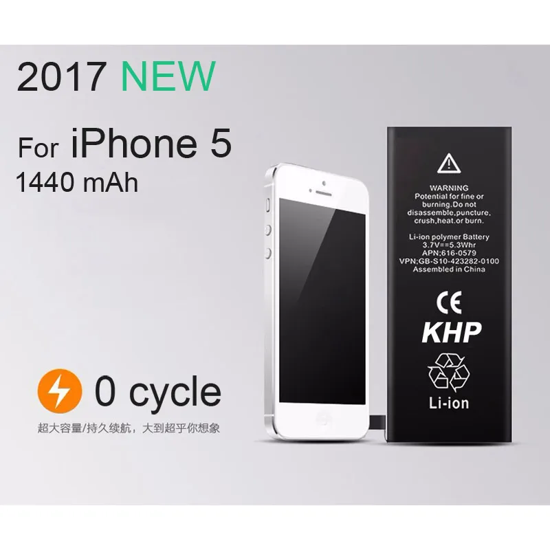 2019 New Original KHP Phone Battery For iphone 5 5G Real Capacity 1440mAh With Tools Kit Replacement Mobile Batteries 0 cycle