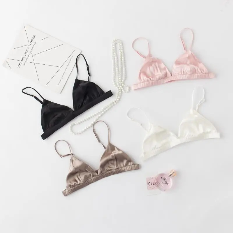 

Nature Silk Leopard Sexy Bra Female Slim No Rims French Style Ultrathin Small Chest Bra Romantic Elegant Soft Underwear TG-051