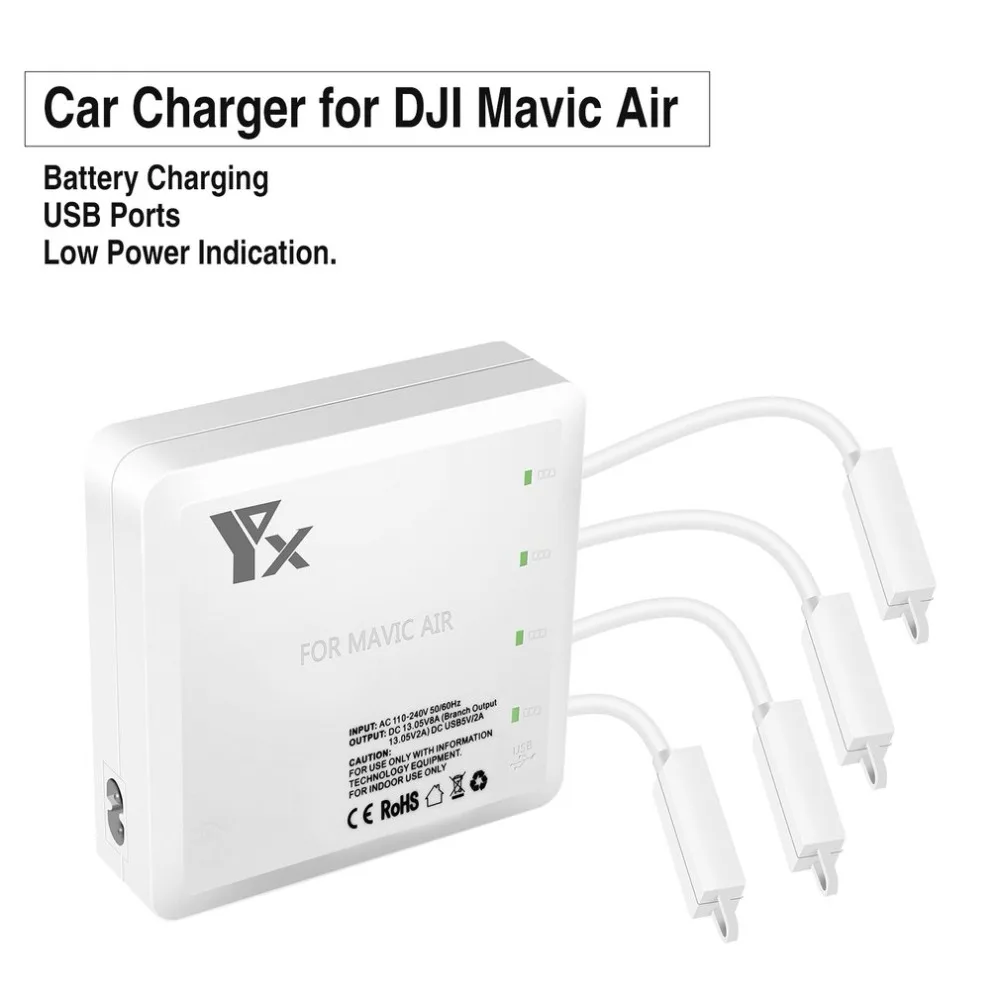 

2 in 1 Charger for DJI Mavic Air Drone EU Intelligent Multi Battery Fast Charging Hub Remote Control 2 USB Ports 4 Batteries