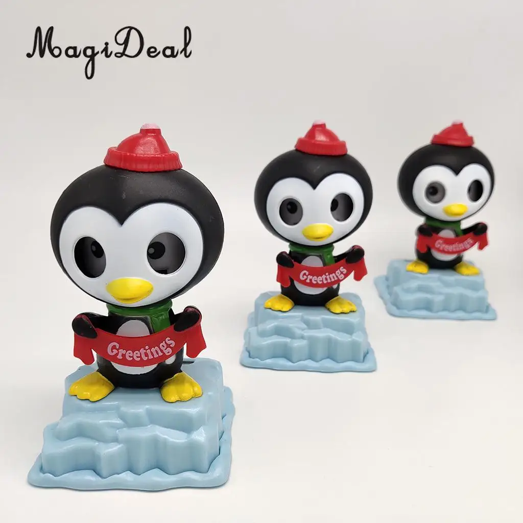 Solar Powered Bobbing Penguin Animal Figure - Fun Solar Science Toy Home Desktop Car Decor Bobbleheads Animal Pet Model