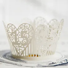 Бежевое кружевное украшение в виде сердечек обертки для кексов бумажные кексы чашки торт вечерние бумага для выпечки