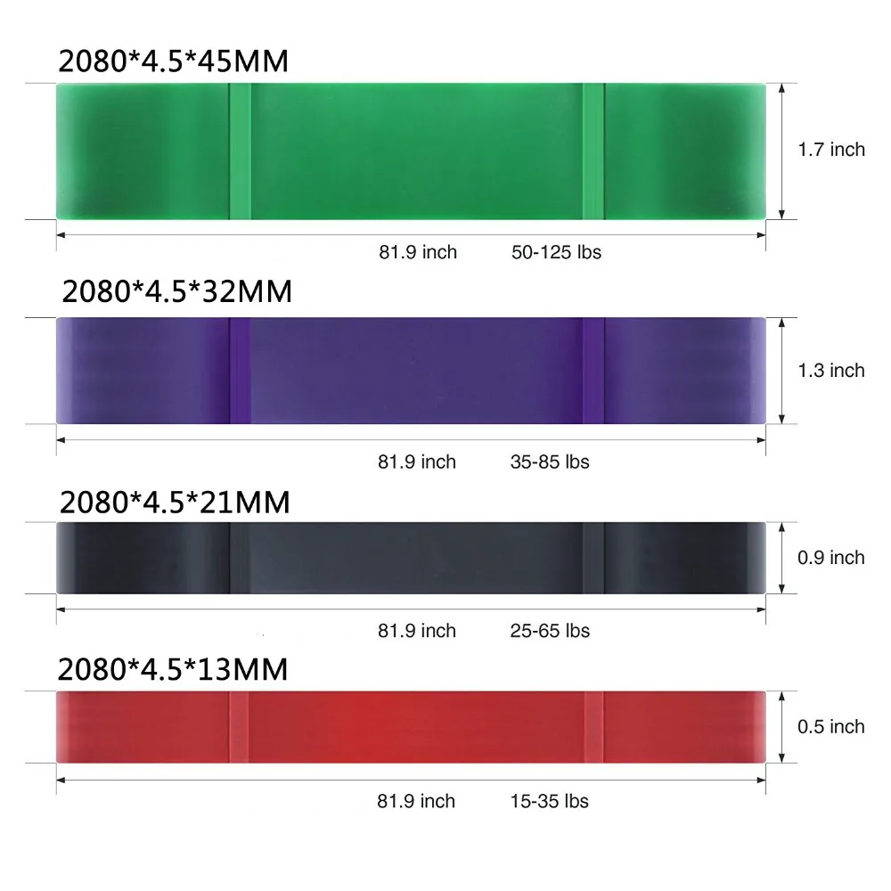Набор из 4 подтягивающих резинок из натурального латекса 4", прочные резинки для фитнеса, силового лифтинга, укрепления мышц, резина