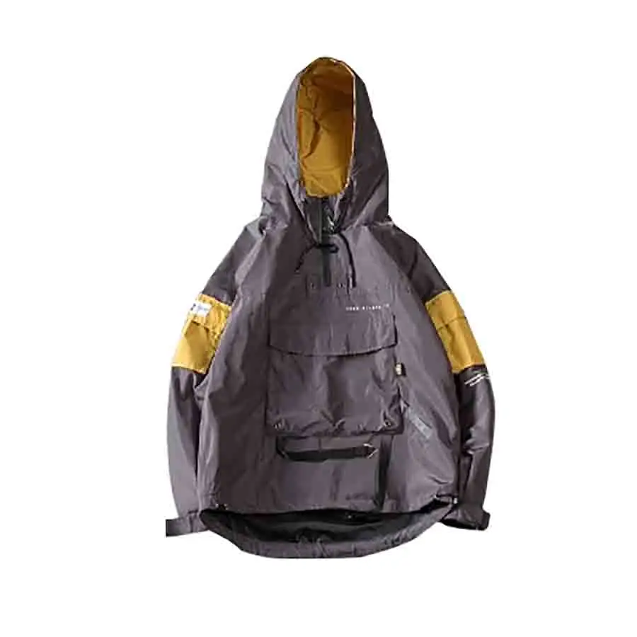 Vintage Half Zip Windbreaker Jacket Men Pullover Hoodie Hip Hop Streetwear Man Jacket Color Block Chaquetas Para Hombre 5J44