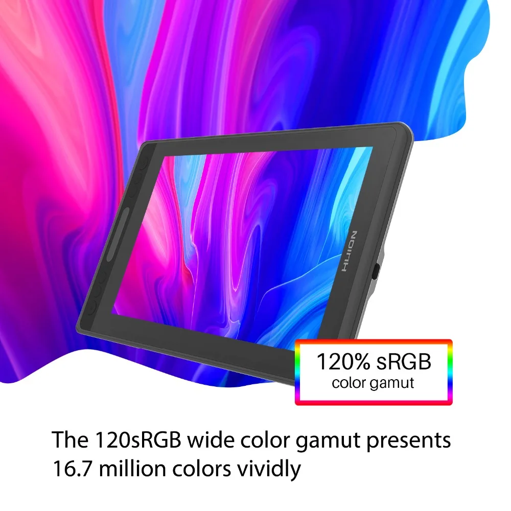 Графический планшет для рисования HUION 120% sRGB Kamvas Pro 12 безбатарейный Наклонный