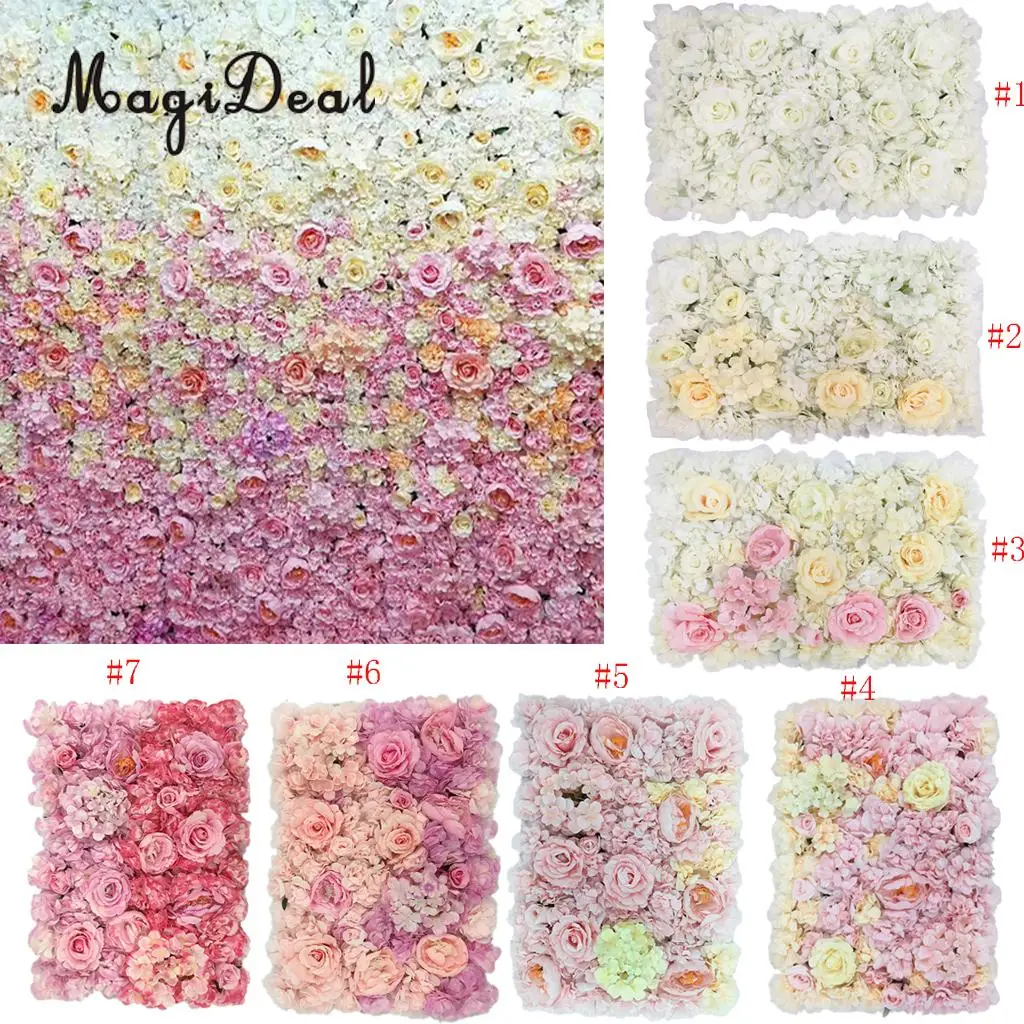 Artificial Flower Roses Wall Panel Wedding Stage Backdrop Home Shop Window Decorative Forals 7 Colors Pick