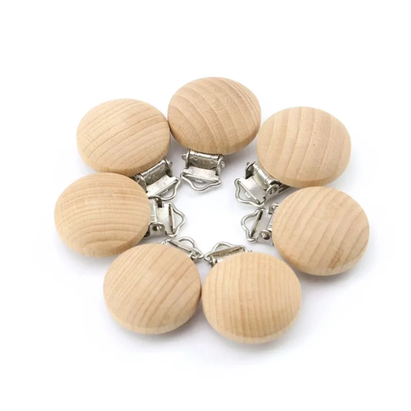 

5pcs/lot Fine Quality Baby Pacifier Clips Beech Wood Wooden Pacifier clips Food Grade BPA Free Necklace Chain Holder