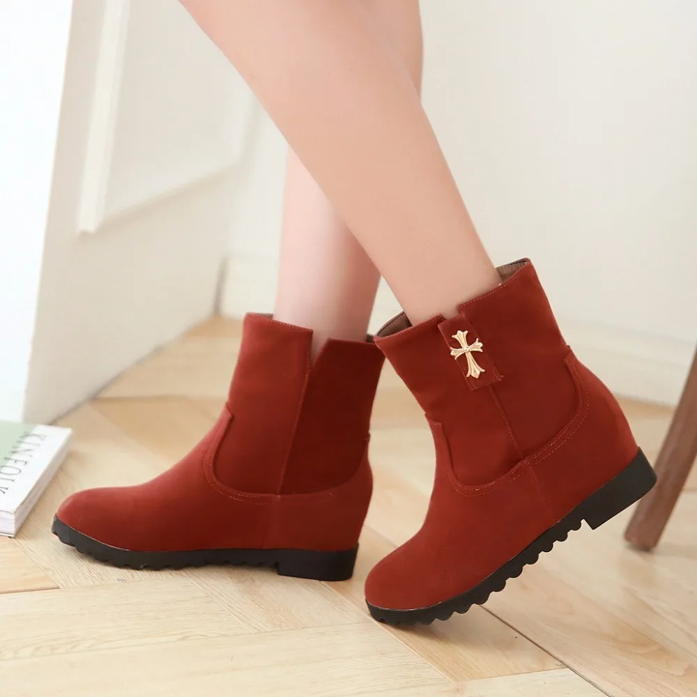 

2015winter New Chelsea Boots Women Gram Luo heart Sequined Ankle Boots Breath Fashion Warm Round Toe shoes Size 34-39 R360