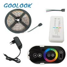 Goolook 2835 3528 LED Strip Diode Tape light DC12V SMD With RGB LED Full Touch Controller AC Power Supply Full Kit