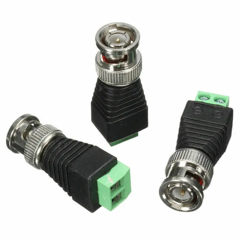 

10pcs/lot BNC Male Coaxial Balun Connector CAT5 Cable Screw Terminal CCTV Video Camera Adapter Plug Security System Accessories