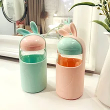 Творческий силиконовый Кролик Детские Высокое температура стекло чашки студент пара Творческий силиконовая кружка для воды для девочек подарок на День Рожде