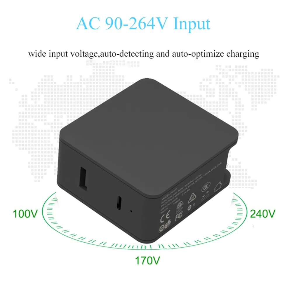 USB C зарядное устройство 57 Вт мощность доставки Quick Charge 5 в 2.4A + PD 45 путешествия для