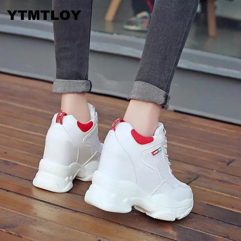 Женские высокие кроссовки на платформе Basket Femme Chaussures Femmes белые лидер продаж