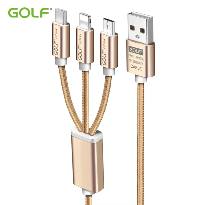 GOLF 3 в 1 usb кабель для зарядки iPhone 5S 6 S 6 7 8 Plus X XS Max Samsung LG Sony Moto Redmi honor OnePlus Android USB кабели