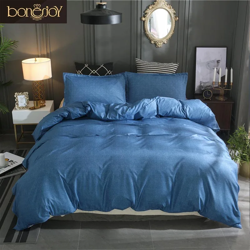 

Bonenjoy Bedding Set King Size Blue Color Linen Sets Home Textile Single/Twin/Queen Duvet Cover Pillowcase Bed Cover Set