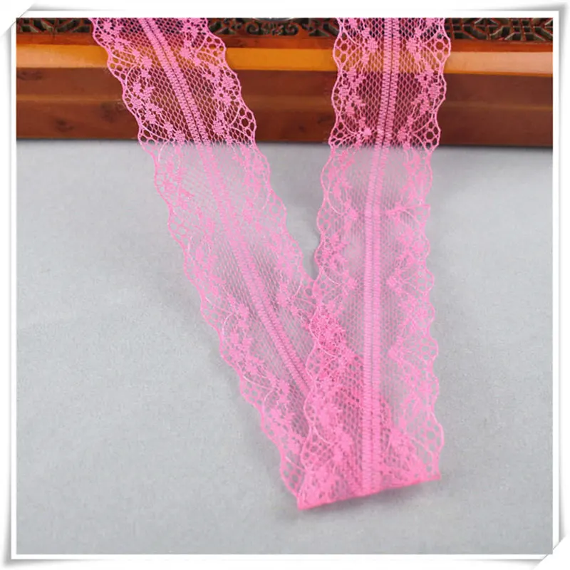 10yards african lace fabric White lace Ribbon3.8CM DIY french lace fabric embroidery net holiday decorations clothing lace Trims - Цвет: Rose Red