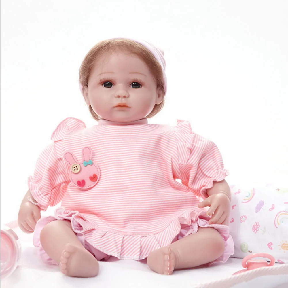 

42cm Realistic Newborn Girl Doll Silicone Vinyl Baby Reborn Dolls with Soft Cloth Body Toys for Children Birthday Xmas Gift