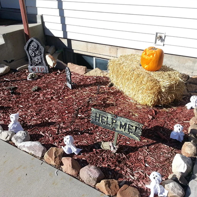 Cosplay&ware Skeleton Christmas Prop 100% Plastic Lifelike Human Bones Skull Figurine Horror Halloween Party Decoration -Cosplayware Store