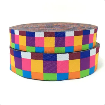 

2016 NEW dog necklace ribbon 7/8" 22MM AND 5/8" 16MM 10Y/SETS 100% polyester single face Woven Jacquard lace Multicolored grid