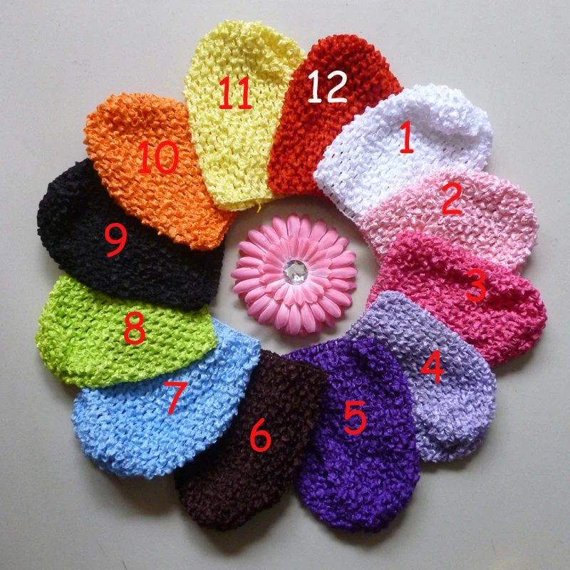 500 шт., детское вязанное крючком изделие, шапки и вафельные шапочки и шапки, много цветов на выбор