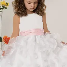 Довольно платье-линии слоистых цветы детские платья пояса-line для подружек невесты сатинировки мантии и органзы Vestidos феста LD1630