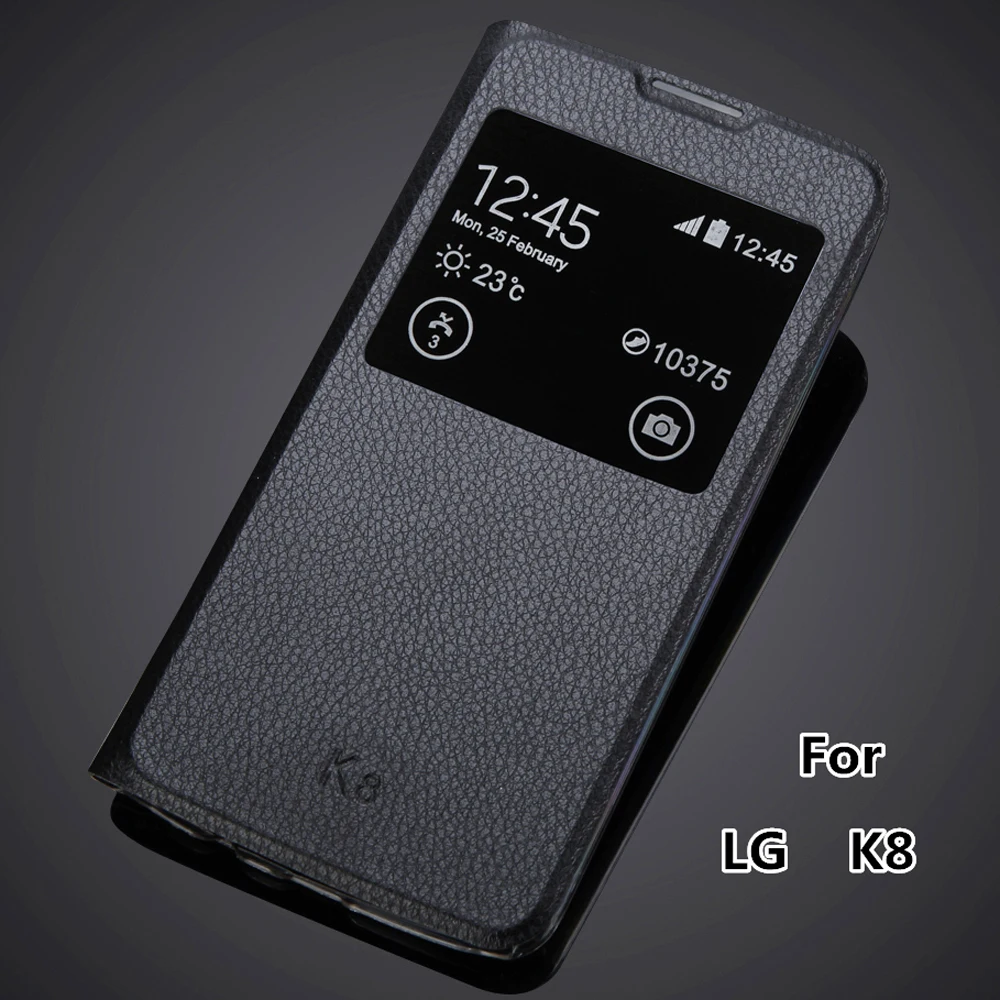 

For LG K8 Case Luxury PU Leather Case For LG K8 Lte K350 K350E K350N 5.0" K 8 4G View Flip Protective Phone Shell Cover Skin