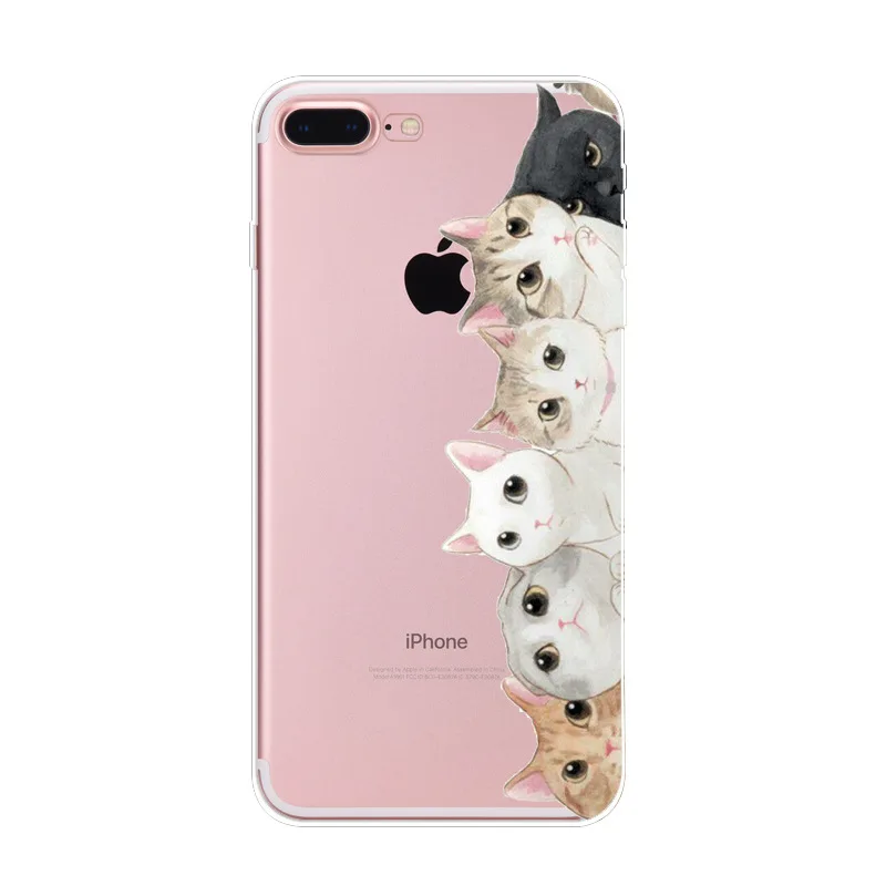 2018 топ модные чехлы для Apple Iphone X 7 7plus 5S Se 6 6s 6plus 8 Plus Милые Животные Кошки мягкие ТПУ