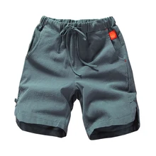 Летние шорты в китайском стиле, мужские новые повседневные пляжные шорты, хлопковые однотонные шорты-бермуды с завязками на талии, мужские шорты размера плюс 4XL 5XL