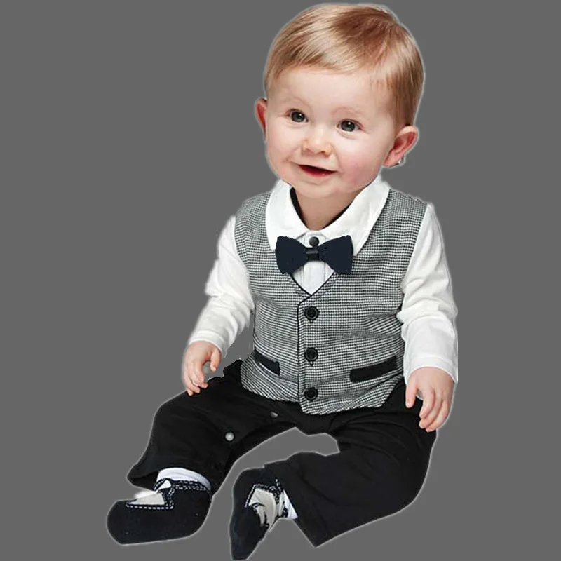 

gentleman baby new style short sleeve wedding and party baby boys clothes cut rompers new born clothes