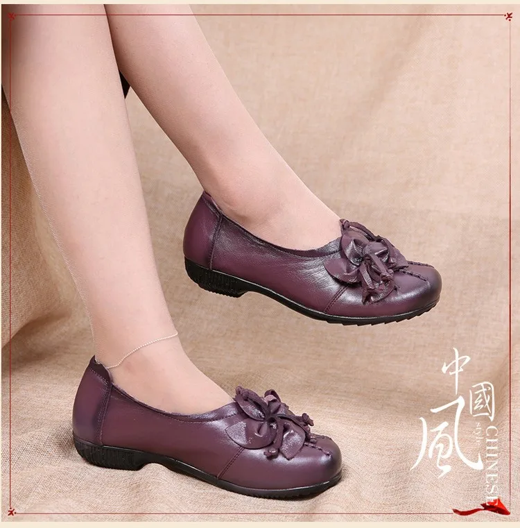 Xiuteng/; женская обувь ручной работы с цветами; кожаные туфли на плоской подошве; Национальная обувь из кожи с лицевым покрытием на мягкой подошве; женские подарки