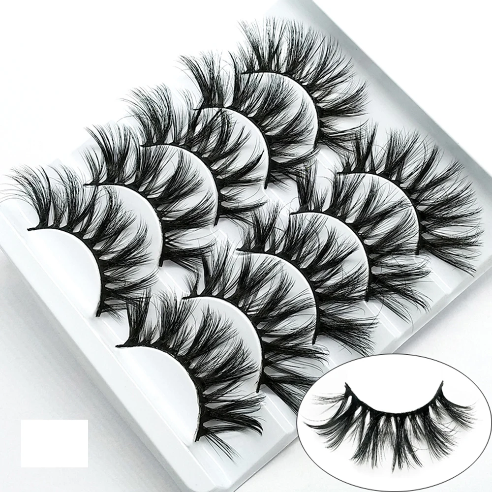 5 Pairs 3D Soft Faux Mink False Eyelashes Thick Handmade Wispy Fluffy Cross Long Lashes Natural Makeup Eyelash Extension Tools